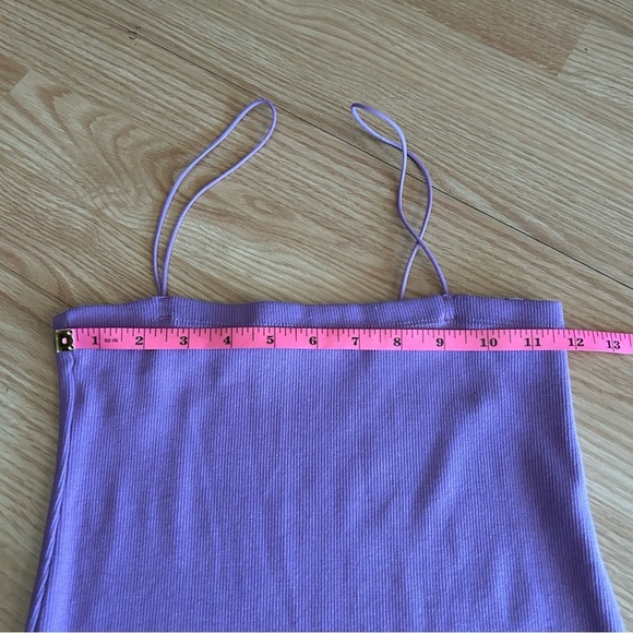Zara Purple Ribbed Bodycon Square Neck Mini Dress Large - Picture 4 of 7